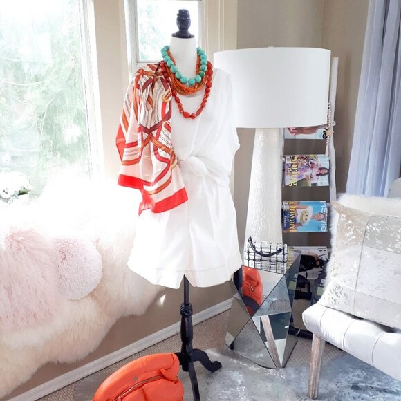 EUC Tendenze white silk t-shirt blouse, L - Picture 5 of 11